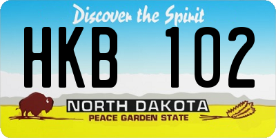 ND license plate HKB102