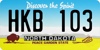 ND license plate HKB103