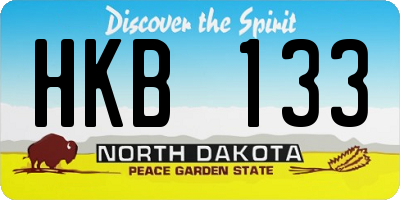ND license plate HKB133