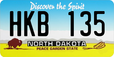 ND license plate HKB135