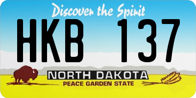 ND license plate HKB137