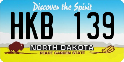 ND license plate HKB139