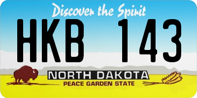 ND license plate HKB143