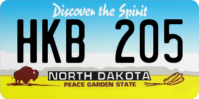ND license plate HKB205