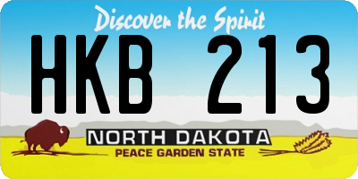 ND license plate HKB213