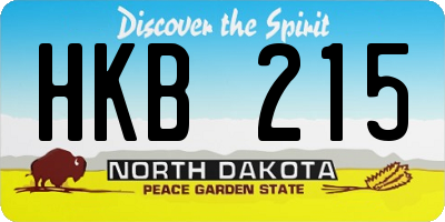 ND license plate HKB215