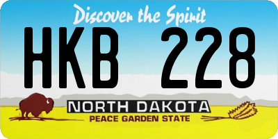 ND license plate HKB228