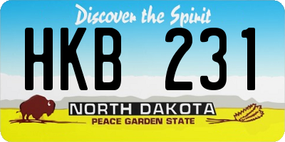 ND license plate HKB231
