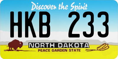 ND license plate HKB233
