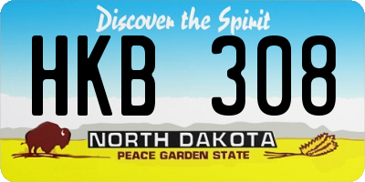 ND license plate HKB308