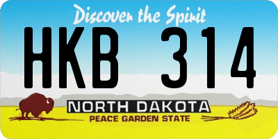 ND license plate HKB314