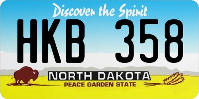ND license plate HKB358