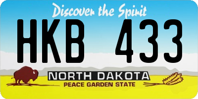 ND license plate HKB433