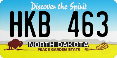 ND license plate HKB463