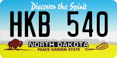 ND license plate HKB540