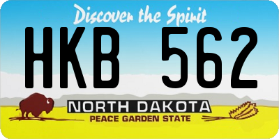 ND license plate HKB562