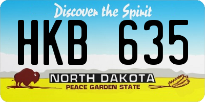 ND license plate HKB635