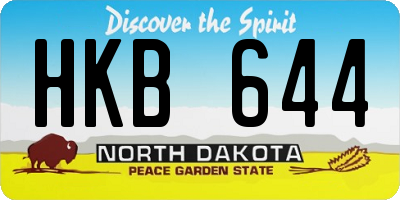 ND license plate HKB644