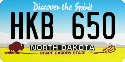 ND license plate HKB650