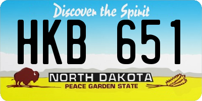 ND license plate HKB651