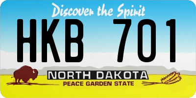ND license plate HKB701