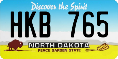 ND license plate HKB765