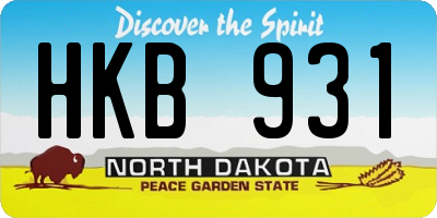 ND license plate HKB931