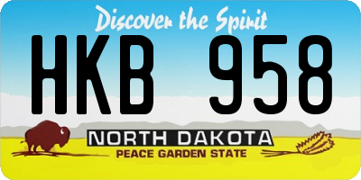 ND license plate HKB958