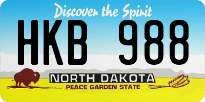 ND license plate HKB988
