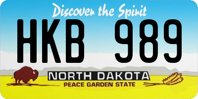 ND license plate HKB989