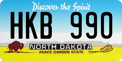ND license plate HKB990