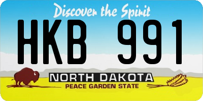 ND license plate HKB991