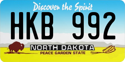 ND license plate HKB992