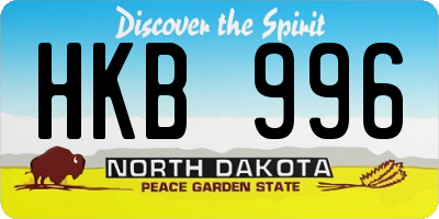 ND license plate HKB996