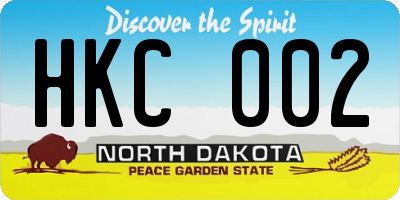 ND license plate HKC002