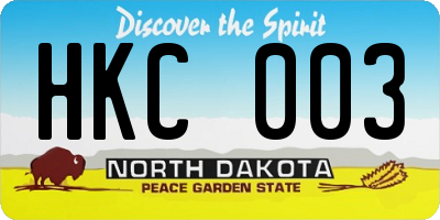 ND license plate HKC003