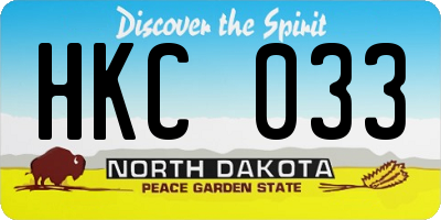 ND license plate HKC033