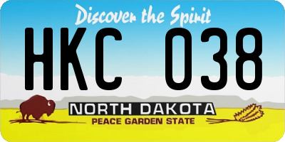 ND license plate HKC038