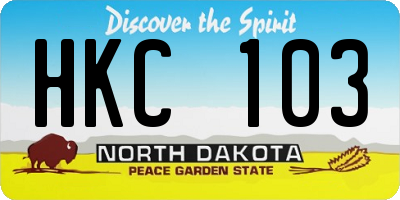 ND license plate HKC103