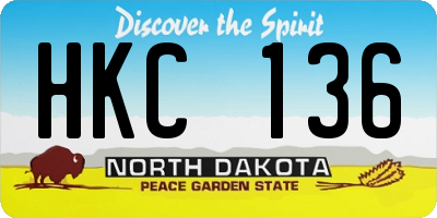 ND license plate HKC136