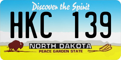 ND license plate HKC139