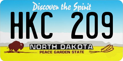 ND license plate HKC209