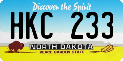 ND license plate HKC233