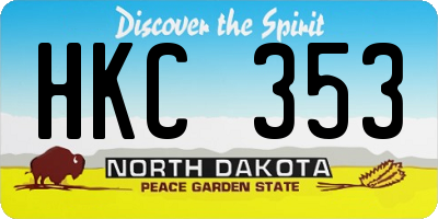 ND license plate HKC353