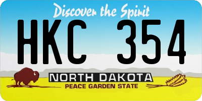 ND license plate HKC354