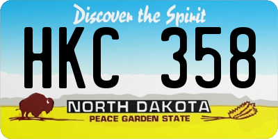 ND license plate HKC358