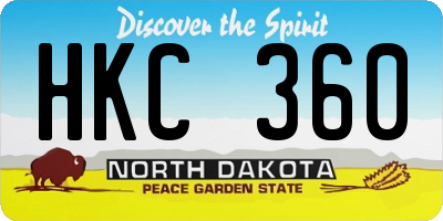 ND license plate HKC360
