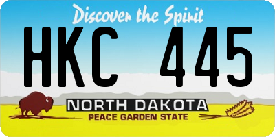 ND license plate HKC445