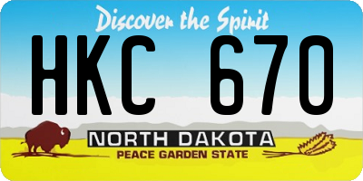 ND license plate HKC670