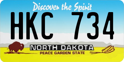 ND license plate HKC734
